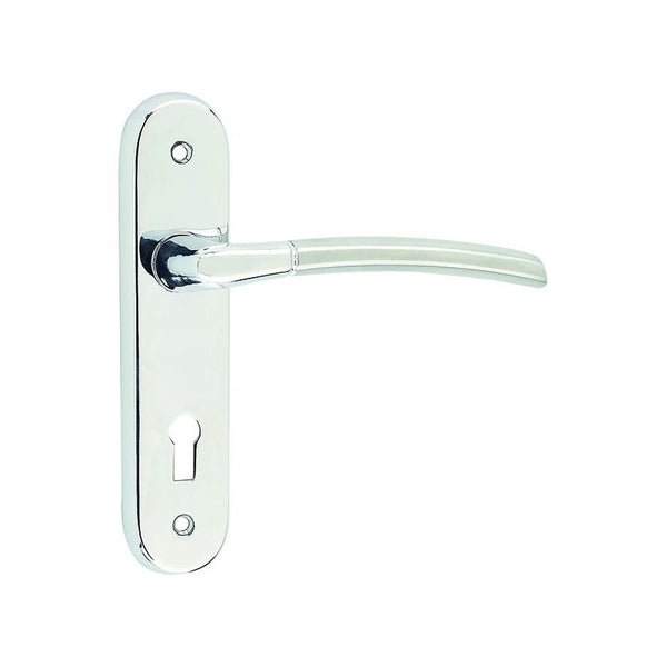 Jedo - Lorenzo Kontrax Suite Door Handle on Lockplate - Satin Chrome/Polished Chrome - JV862PCSC - Choice Handles