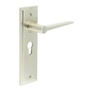 Burlington - Knightbridge Door Handle On Euro Backplate - Satin Nickel - BUR20KIT323 - Choice Handles