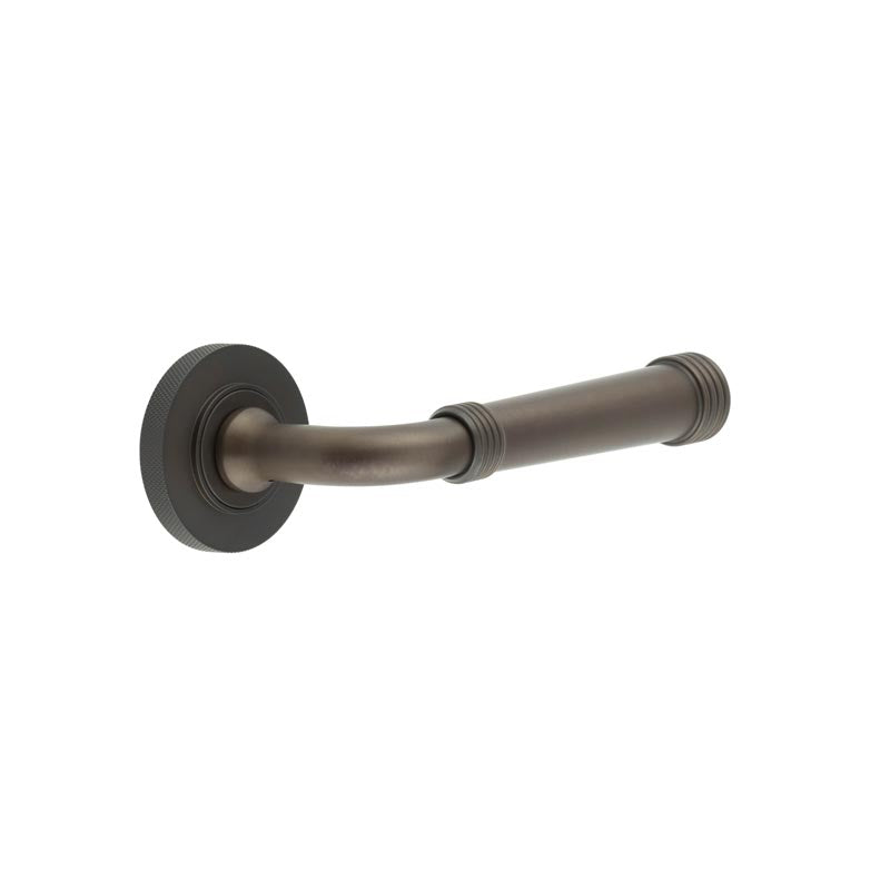 Burlington - Highgate Door Handles On Knurled Rose  - Dark Bronze - BUR35KIT83 - Choice Handles