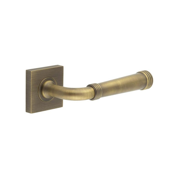 Burlington - Highgate Door Handles On Square Plain  - Antique Brass - BUR35KIT6 - Choice Handles