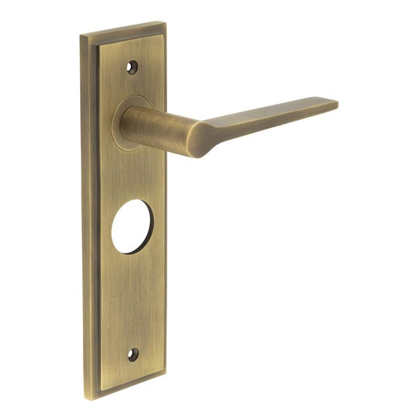 Burlington - Knightbridge Door Handle On Bathroom Backplate - Antique Brass - BUR20KIT10 - Choice Handles