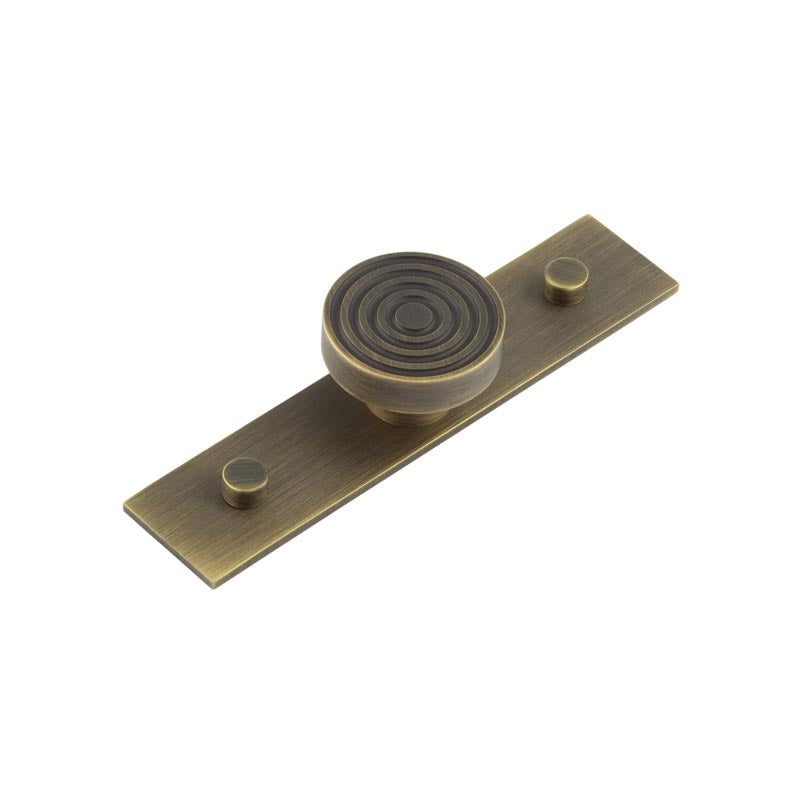 Hoxton - Murray Cupboard Knobs 40mm Plain Backplate - Antique Brass - HOX-1140AB-5090AB - Choice Handles