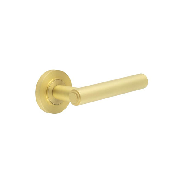 Burlington - Richmond Door Handles On Plain Rose  - Satin Brass - BUR45KIT235 - Choice Handles