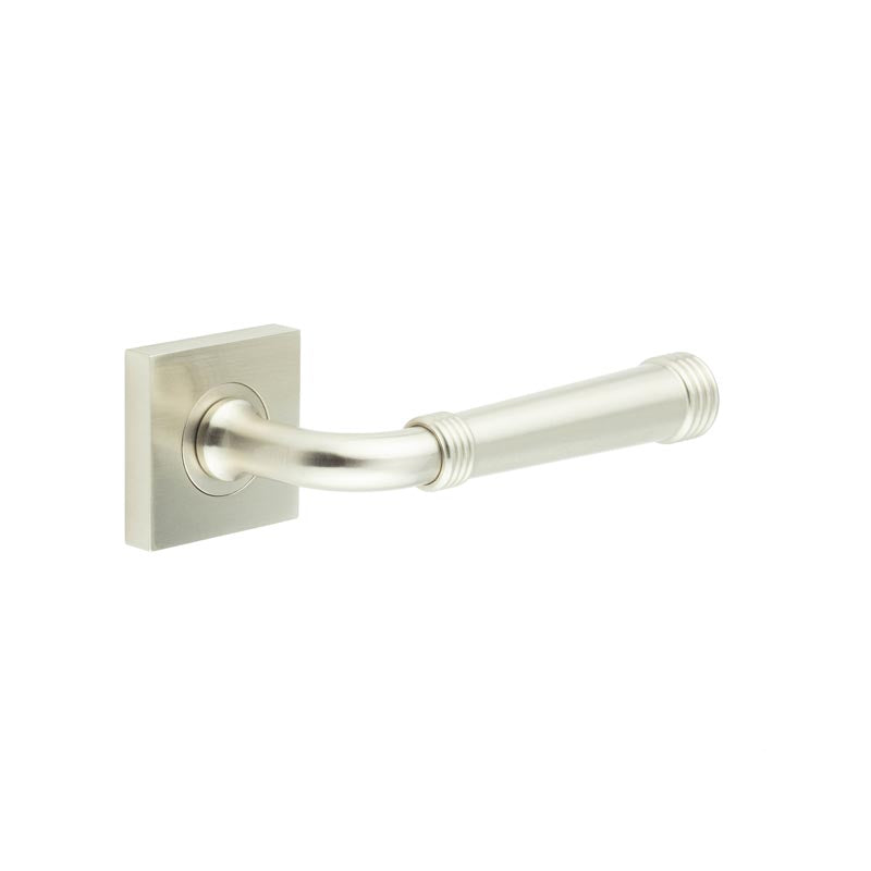 Burlington - Highgate Door Handles On Square Plain  - Satin Nickel - BUR35KIT318 - Choice Handles