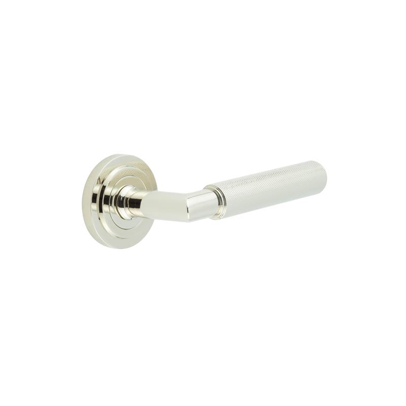 Burlington - Piccadilly Door Handle on Stepped Rose  - Polished Nickel - BUR40KIT159 - Choice Handles