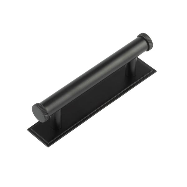 Hoxton Wenlock Cabinet Handles 96mm Ctrs Stepped Backplate - Matt Black - HOX-150MB-6050MB - Choice Handles