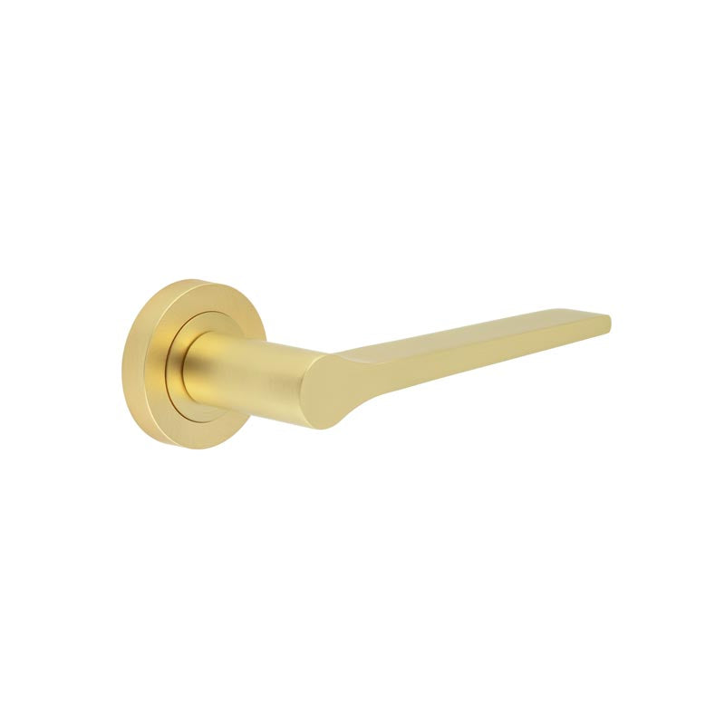 Jedo - Geo Lever On Rose Door Handle - Satin Brass - JV851SB - Choice Handles