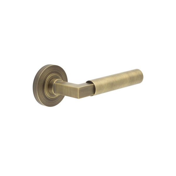 Burlington - Westminster Door Handle on Plain Rose  - Antique Brass - BUR30KIT1 - Choice Handles