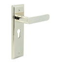 Burlington - Kensington Door Handle On Euro Backplate - Polished Nickel - BUR25KIT167 - Choice Handles