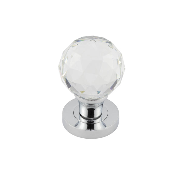 Frelan - Kontrax Faceted Glass Mortice Knob  - Polished Chrome - JH4255PC - Choice Handles