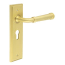 Burlington - Highgate Door Handle On Din Euro Backplate - Satin Brass - BUR35KIT245 - Choice Handles