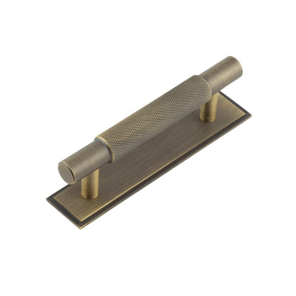 Hoxton - Taplow Cabinet Handles 96mm Ctrs Stepped Backplate - Antique Brass - HOX-2050AB-6050AB - Choice Handles