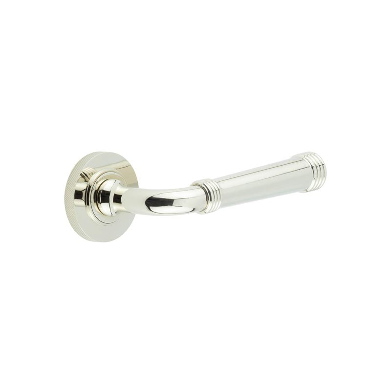 Burlington - Highgate Door Handles On Knurled Rose  - Polished Nickel - BUR35KIT161 - Choice Handles