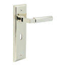 Burlington - Westminster Door Handle On Lock Backplate - Polished Nickel - BUR30KIT165 - Choice Handles