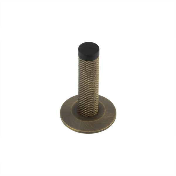Burlington - Knurled Wall Mounted Doorstops Chamfered Rose - Antique Brass - BUR-968AB-972AB - Choice Handles