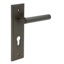 Burlington - Richmond Door Handle On Din Euro Backplate - Dark Bronze - BUR45KIT90 - Choice Handles