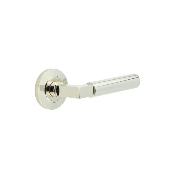 Burlington - Westminster Door Handles On Chamfered Rose  - Polished Nickel - BUR30KIT158 - Choice Handles