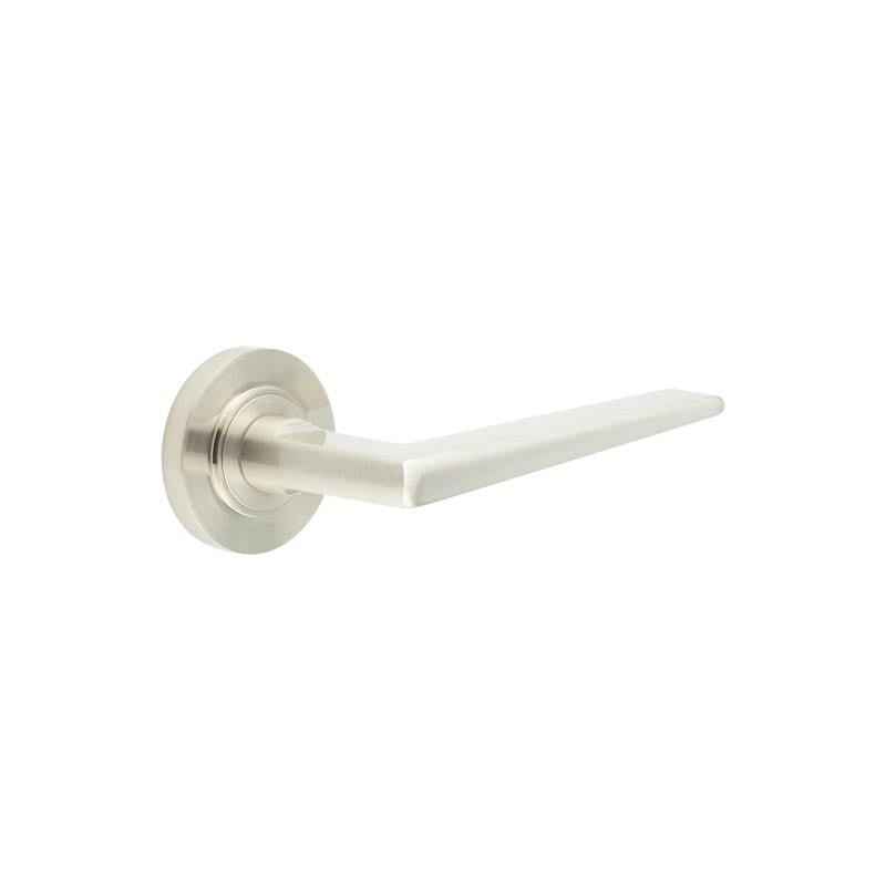 Burlington - Mayfair Door Handle on Plain Rose  - Satin Nickel -  BUR10KIT313 - Choice Handles