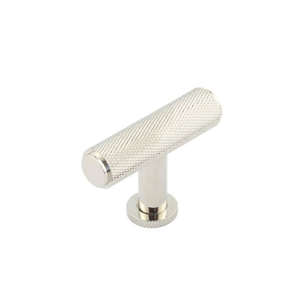 Burlington - Piccadilly Knurled T Bar Cupboard Knobs - Polished Nickel - BUR401PN - Choice Handles