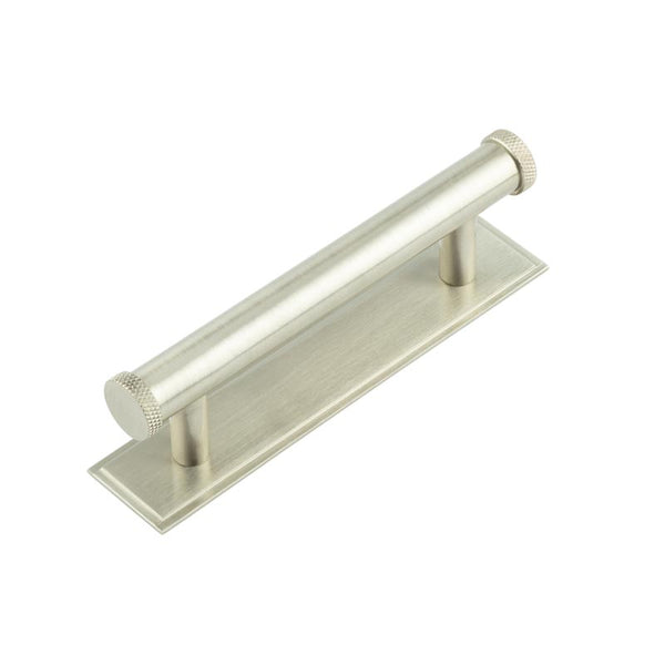 Hoxton Wenlock Cabinet Handles 96mm Ctrs Stepped Backplate - Satin Nickel - HOX-150SN-6050SN - Choice Handles