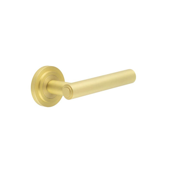 Burlington - Richmond Door Handles On Stepped Rose  - Satin Brass - BUR45KIT237 - Choice Handles