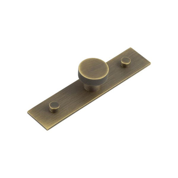Hoxton - Wenlock Cupboard Knobs 30mm Plain Backplate - Antique Brass - HOX-130AB-5090AB - Choice Handles