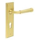 Burlington - Highgate Door Handle On Din Euro Backplate - Satin Brass - BUR35KIT246 - Choice Handles