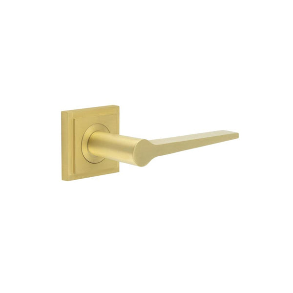 Burlington - Knightsbridge Door Handle on Square Stepped Rose  - Satin Brass - BUR20KIT241 - Choice Handles