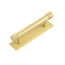 Hoxton Sturt Cabinet Handles 96mm Ctrs Stepped Backplate   - Satin Brass - HOX-450SB-6050SB - Choice Handles