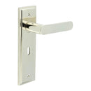 Burlington - Kensington Door Handle On Lock Backplate - Polished Nickel - BUR25KIT165 - Choice Handles