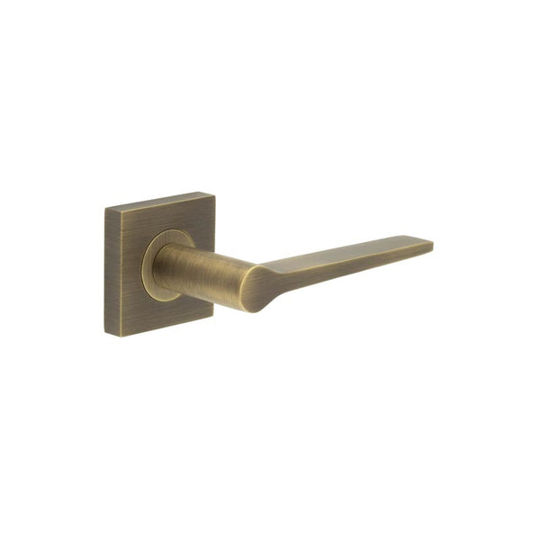 Burlington - Knightsbridge Door Handle on Square Plain Rose  - Antique Brass - BUR20KIT6 - Choice Handles