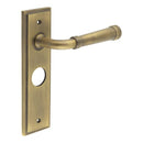 Burlington - Highgate Door Handle On Bathroom Backplate - Antique Brass - BUR35KIT10 - Choice Handles