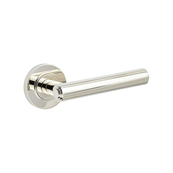 Burlington - Richmond Door Handles On Plain Rose  - Polished Nickel - BUR45KIT157 - Choice Handles