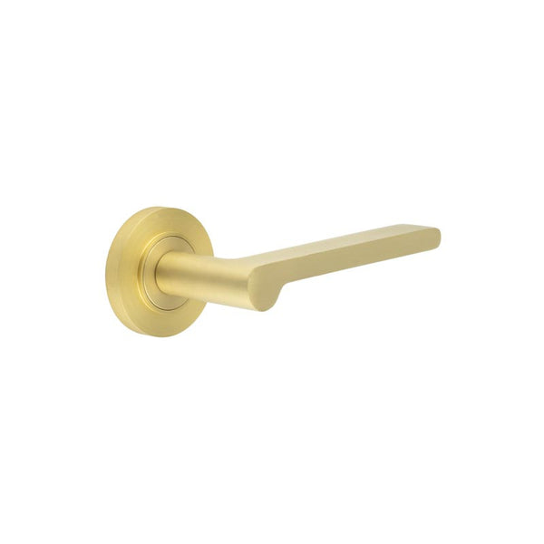 Burlington - Fitzrovia Door Handles On Plain Rose  - Satin Brass - BUR15KIT235 - Choice Handles