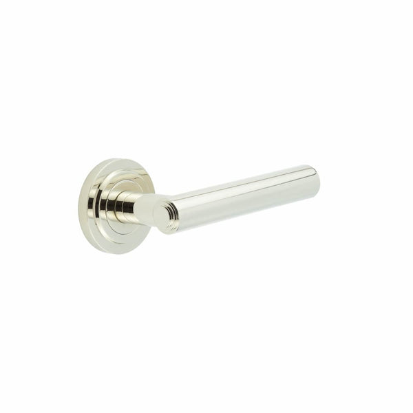 Burlington - Richmond Door Handles On Stepped Rose  - Polished Nickel - BUR45KIT159 - Choice Handles