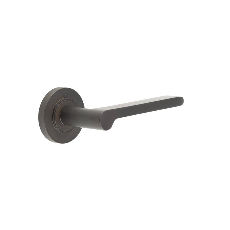 Burlington - Fitzrovia Door Handles On Plain Rose  - Dark Bronze - BUR15KIT79 - Choice Handles