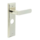Burlington - Kensington Door Handle On Bathroom Backplate - Polished Nickel - BUR25KIT166 - Choice Handles