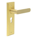 Burlington - Kensington Door Handle On Euro Backplate - Satin Brass - BUR25KIT245 - Choice Handles