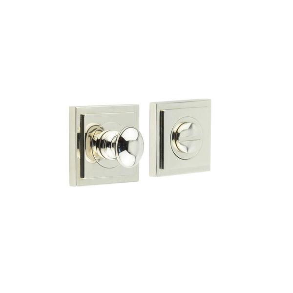 Burlington - Turns & Releases Inner 1 Square Stepped Rose - Polished Nickel - BUR-80PN-152PN - Choice Handles