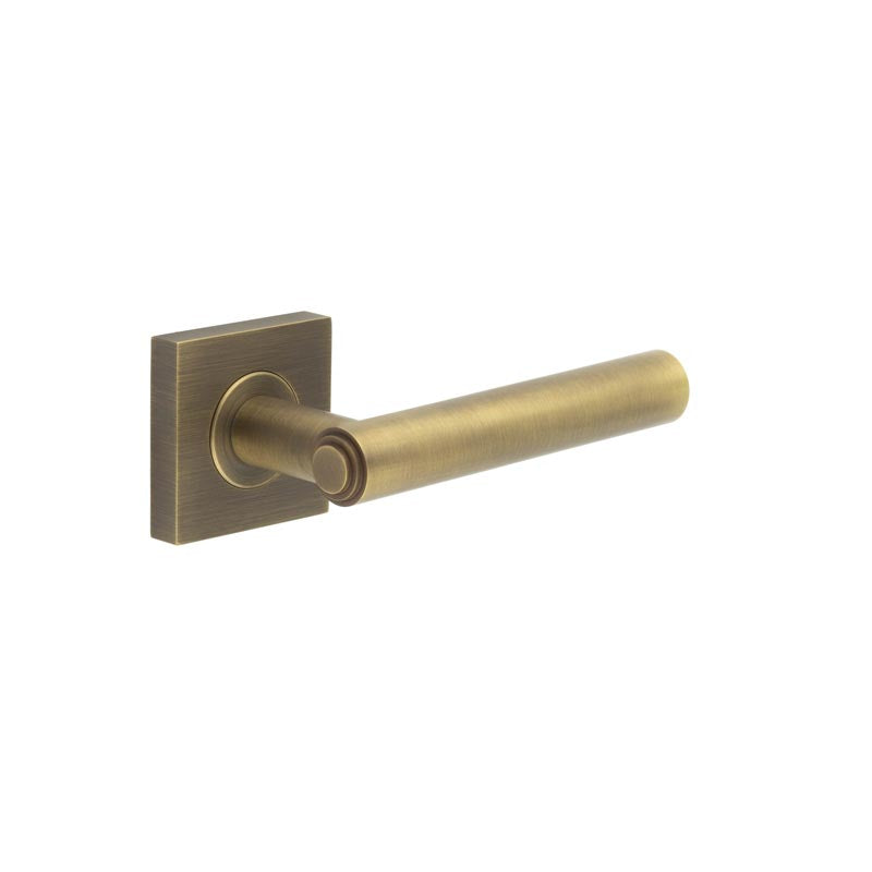 Burlington - Richmond Door Handles On Square Plain  - Antique Brass - BUR45KIT6 - Choice Handles
