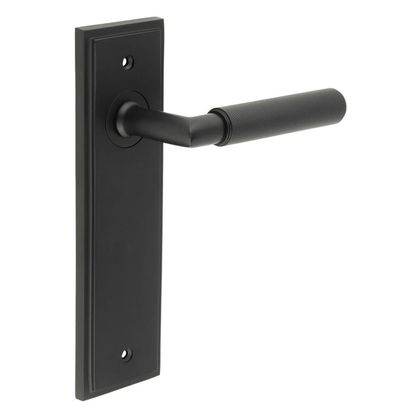 Burlington - Piccadilly Door Handle On Latch Backplate - Black - BUR40KIT333 - Choice Handles