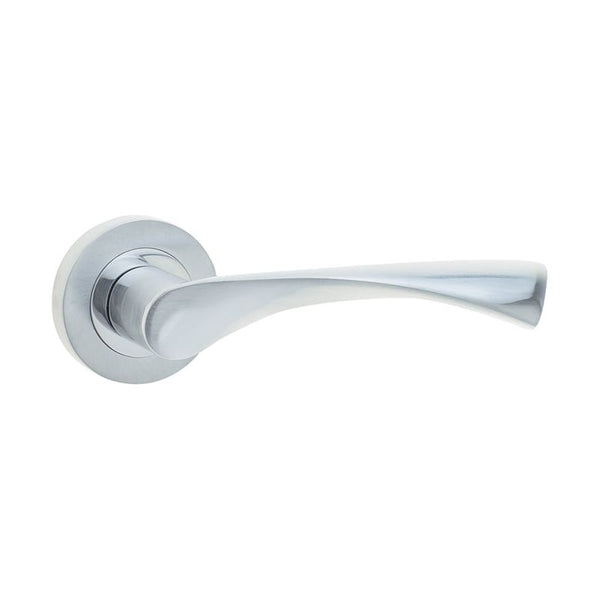 Frelan - Twirl Door Handle On Rose   - Polished Chrome / Satin Chrome - JV504PCSC - Choice Handles