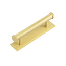 Hoxton Thaxted Cabinet Handles 96mm Ctrs Stepped Backplate - Satin Brass - HOX-250SB-6050SB - Choice Handles