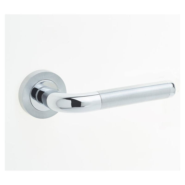 Frelan - Twin Door Handle on Rose - Polished Chrome / Satin Chrome - JV430PCSC - Choice Handles