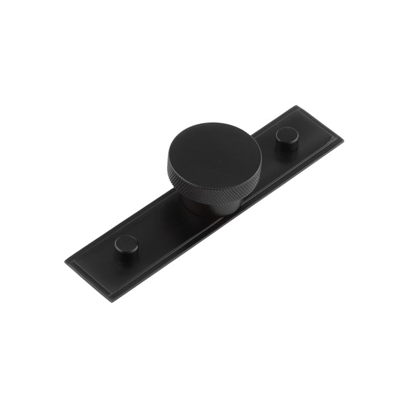 Hoxton - Wenlock Cupboard Knobs 40mm Stepped Backplate - Matt Black - HOX-140MB-6090MB - Choice Handles
