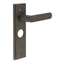 Burlington - Kensington Door Handle On Bathroom Backplate - Dark Bronze - BUR25KIT88 - Choice Handles