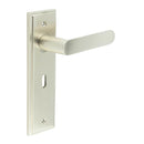 Burlington - Kensington Door Handle On Lock Backplate - Satin Nickel - BUR25KIT321 - Choice Handles