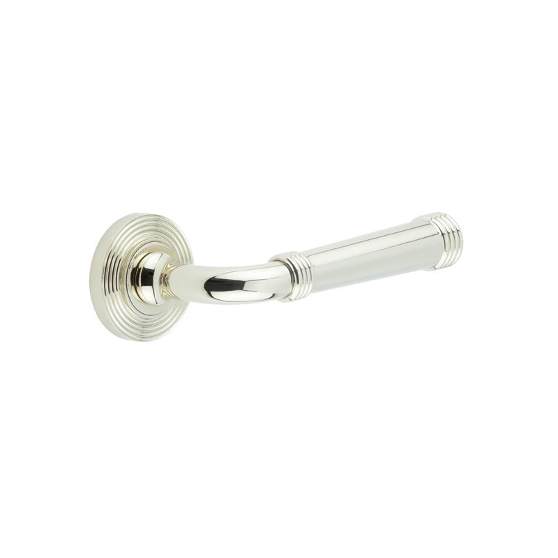 Burlington - Highgate Door Handles On Reeded Rose  - Polished Nickel - BUR35KIT160 - Choice Handles