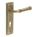 Burlington - Highgate Door Handle On Din Euro Backplate - Antique Brass - BUR35KIT12 - Choice Handles