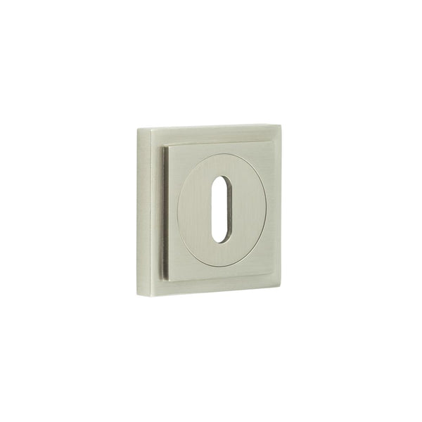 Burlington - Standard Keyway Escutcheons Square Stepped Rose - Satin Nickel - BUR-60SN-173SN - Choice Handles